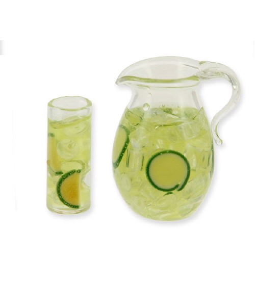 Krug und Glas mit Zitronenlimonade aus Kunststoff - 1:12 - 2-teilig