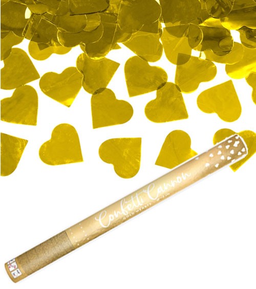 Konfetti-Kanone mit Herzen - gold - 60 cm