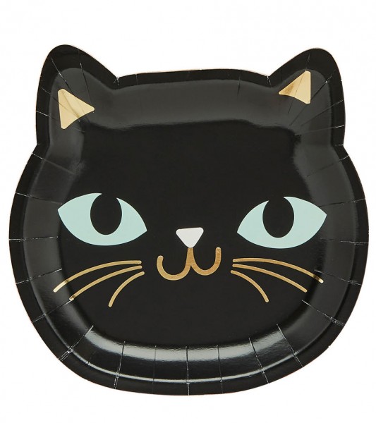 Halloween-Katzen-Pappteller - 8 Stück