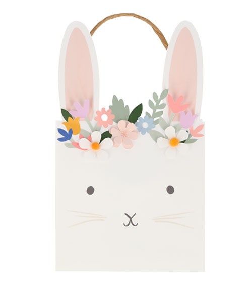 Papiertüten mit Henkel "Spring Floral Bunny" - 6 Stück