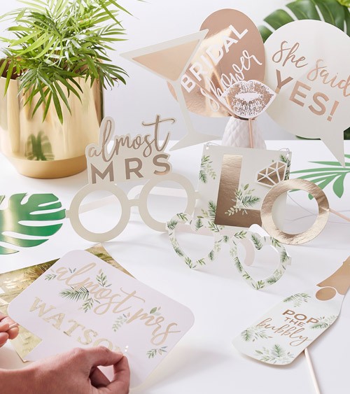 Photobooth Props mit Stickern "Botanical Bride" - 10-teilig