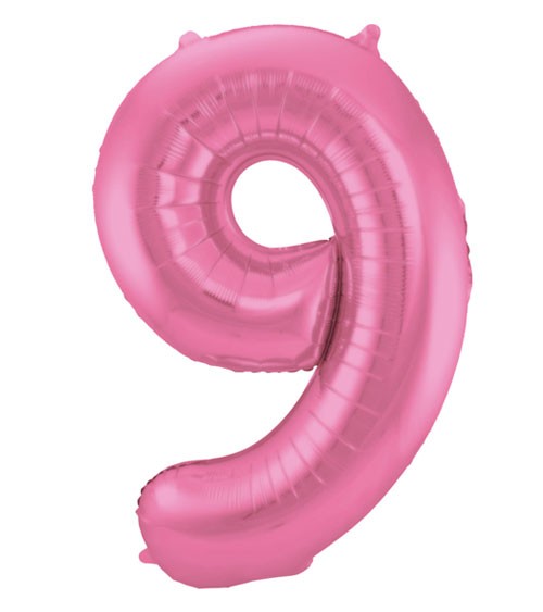 Zahl-Folienballon "9" - matt candy pink - 86 cm