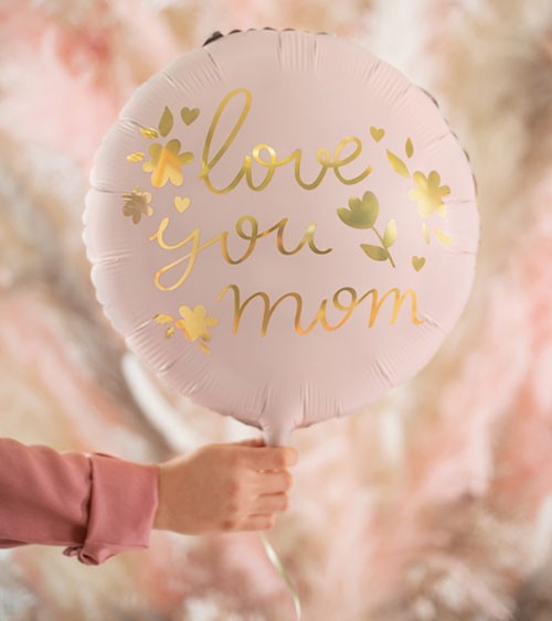 Runder Folienballon "love you mom" - 35 cm