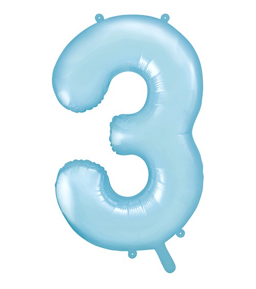 Supershape-Folienballon "3" - pastellblau - 86 cm