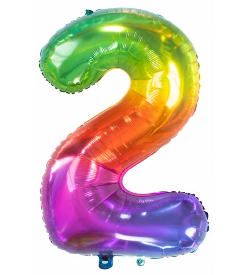 Zahl-Folienballon "2" - Yummy Gummy Rainbow - 86 cm