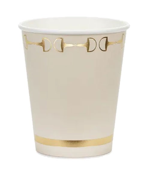 Pappbecher mit goldenen Steigbügeln - beige - 6 Stück