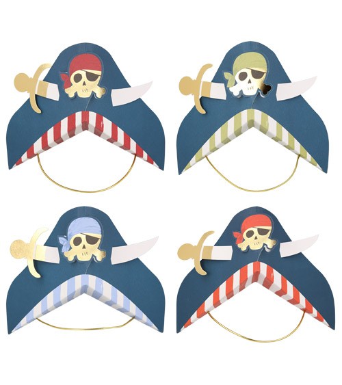 Piraten-Partyhüte aus Papier - 8-teilig
