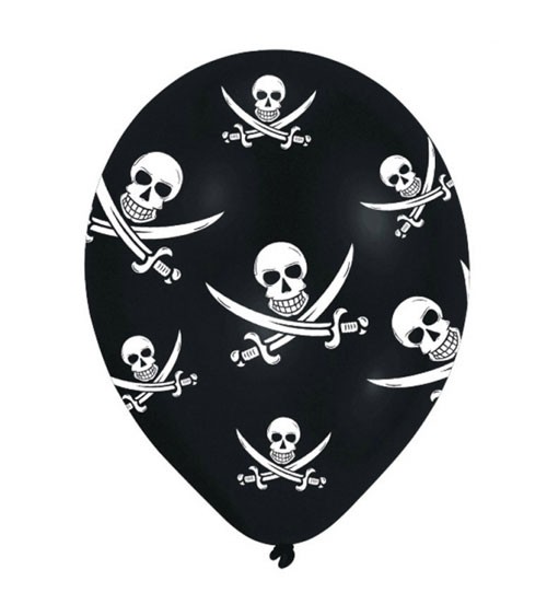Luftballons "Piratenparty" - schwarz - 6 Stück