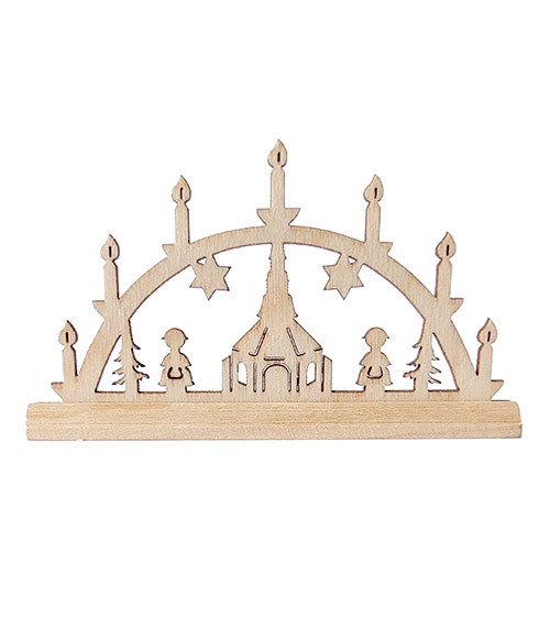 Miniatur Schwibbogen mit Kirche aus Holz - 7,2 x 4 cm