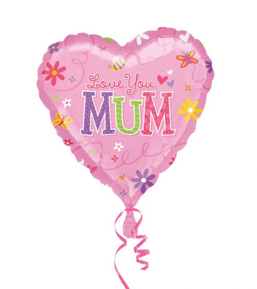 Herz-Folienballon "Love You Mum" - 43 cm