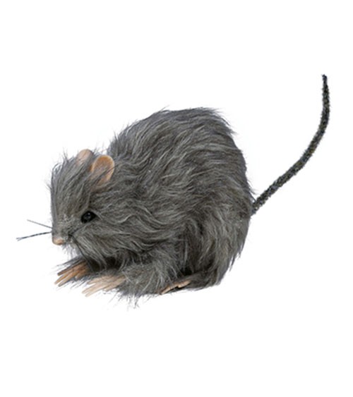 Kleine pelzige Deko-Ratte - 15 cm