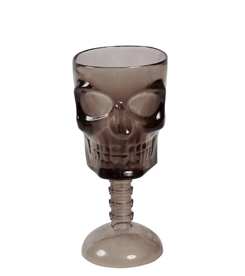Totenkopf-Weinglas aus Kunststoff - grau - 18 cm
