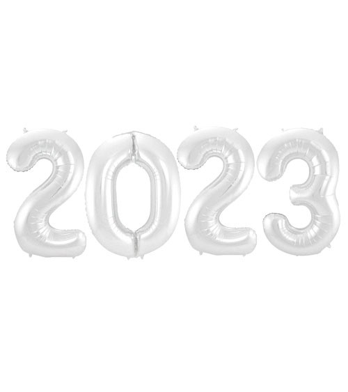 SuperShape-Folienballon-Set "2023" - matt weiß - 86 cm