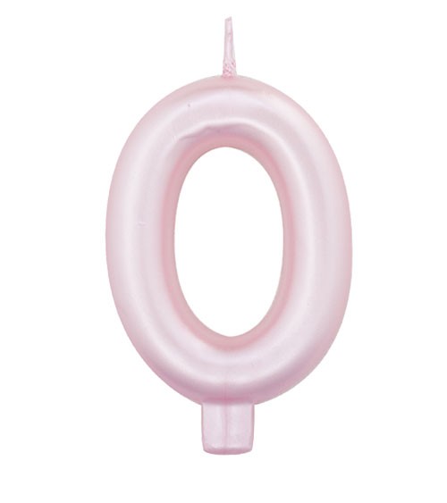 Geburtstagskerze Zahl "0" - perlmutt rosa