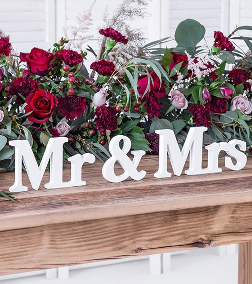 Holzbuchstaben "Mr & Mrs" - weiß - 50 x 9,5 cm