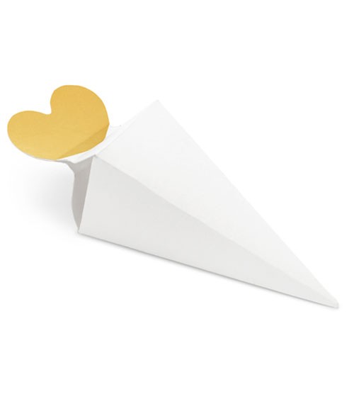 Gastgeschenkboxen mit goldenem Herz - weiß - 5,5 x 18 cm - 6 Stück