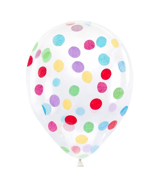 Transparente Ballons mit buntem Konfetti - 6 Stück
