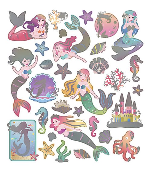 Sticker "Meerjungfrauen" - mit Metallic-Effekt - 1 Bogen