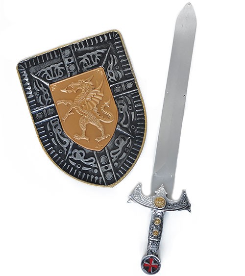 Ritterschwert und Schild aus Kunststoff