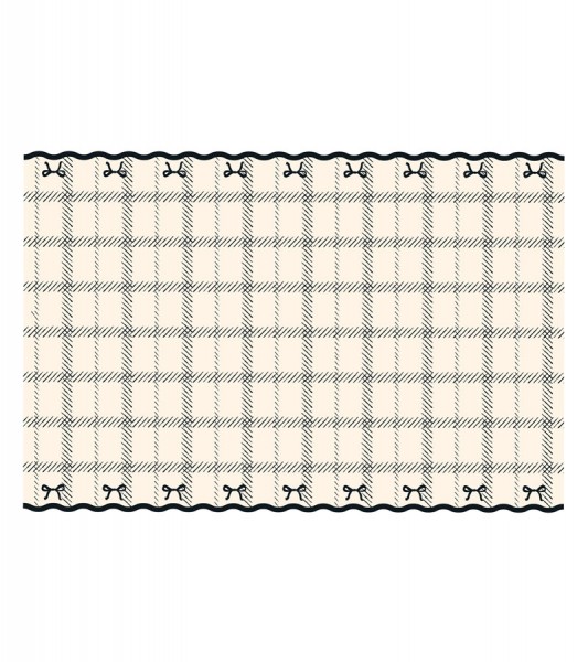 Papier-Tischdecke mit Schleifen - creme & schwarz - 120 x 180 cm