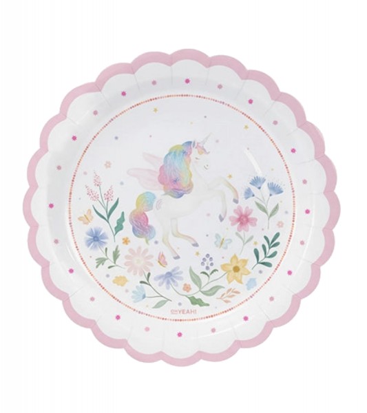 Kleine Pappteller "Flower Unicorn" - 6 Stück