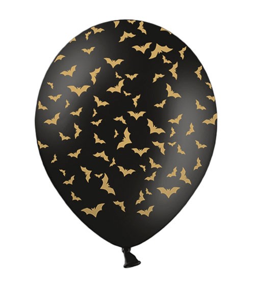 Luftballons "Fledermäuse" - schwarz/gold - 30 cm - 6 Stück