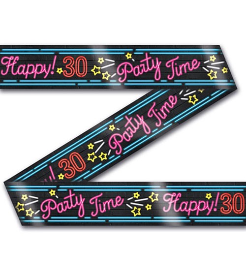 Absperrband "Happy 30" - Neon - 12 m