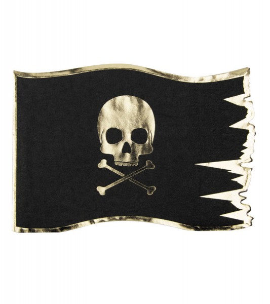 Shape-Servietten "Piratenflagge" - schwarz/gold - 16 Stück