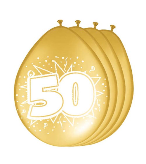 Metallic-Luftballons "50" - gold - 8 Stück