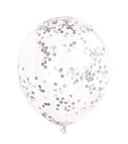 Konfetti-Ballons - silber - 30 cm - 6 Stück