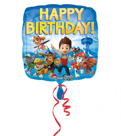 Eckiger Folienballon "Paw Patrol" - Happy Birthday