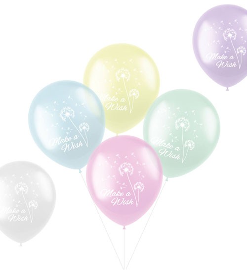 Luftballon-Set "Make a Wish" - Farbmix transparent - 6-teilig