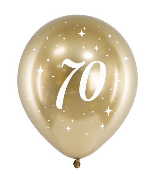 Luftballons "70" - Glossy Gold - 30 cm - 6 Stück