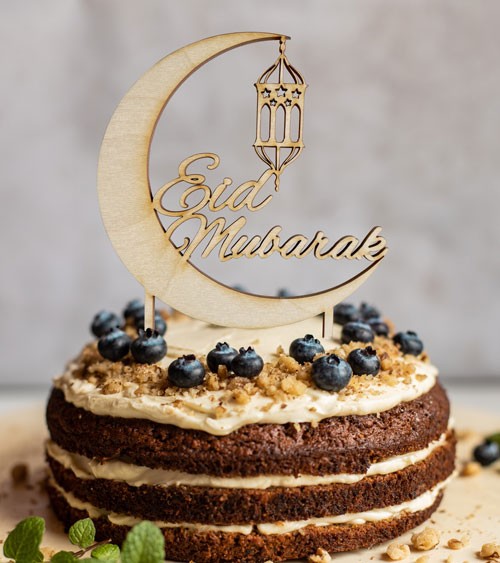 Cake-Topper "Eid Mubarak" aus Holz