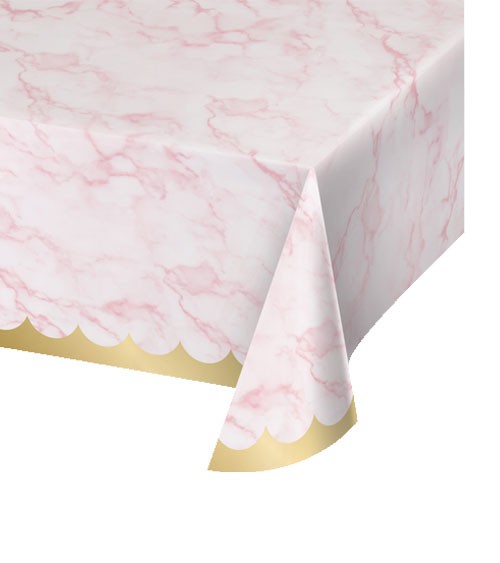 Papier-Tischdecke "Marble" - rosa & gold - 137 x 259 cm