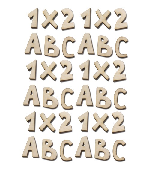 Streuteile "Buchstaben und Zahlen" aus Holz - 36-teilig
