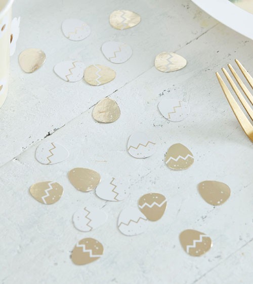 Konfetti aus Papier "Ostereier" - metallic gold & weiß - 13 g