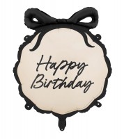 Folienballon mit Schleife "Happy Birthday" - creme & schwarz