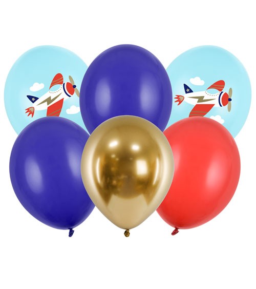 Luftballon-Set "Flugzeug" - Farbmix - 30 cm - 6-teilig