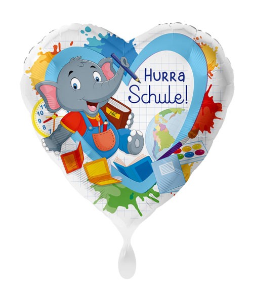 Herz-Folienballon "Hurra Schule" - Elefant