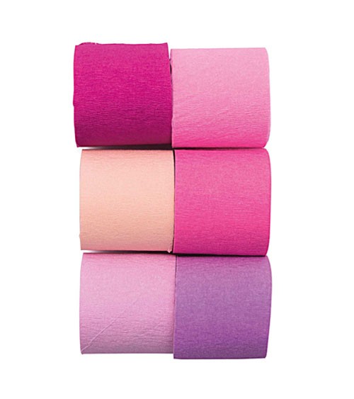 Kreppband-Set - Farbmix Pink - je 10 m - 6-teilig