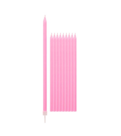 Lange Kuchenkerzen - rosa - 15,5 cm - 10 Stück