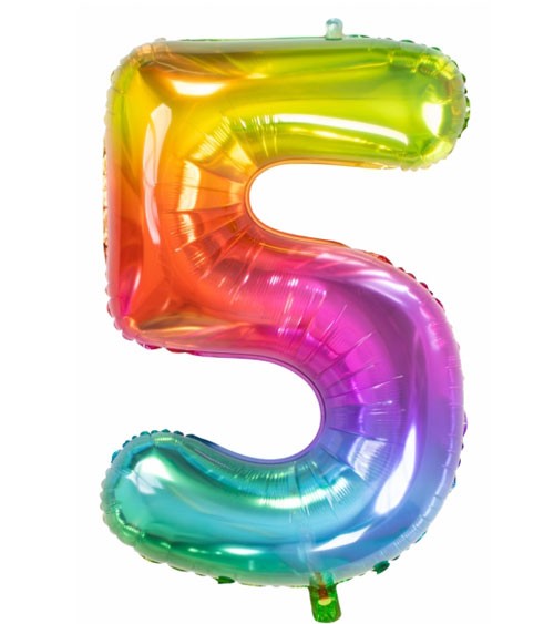 Zahl-Folienballon "5" - Yummy Gummy Rainbow - 86 cm