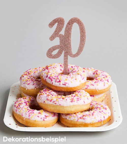 Cake Topper aus Acryl "30" - glitter rosegold