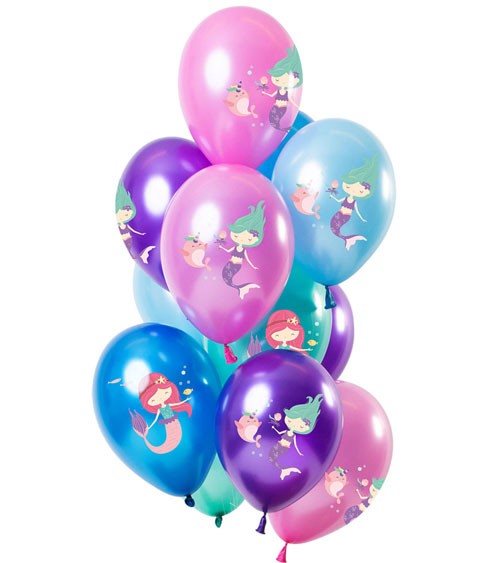 Metallic-Luftballon-Set "Meerjungfrau" - Farbmix - 12-teilig
