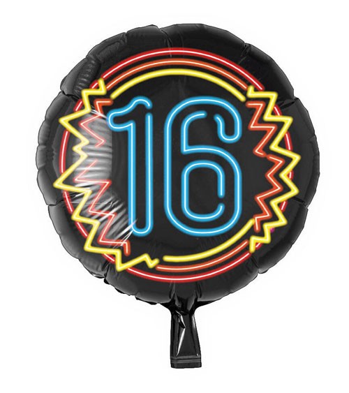 Folienballon "16" - Neon - 46 cm