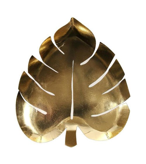 Shape-Pappteller "Goldenes Palmblatt" - 8 Stück