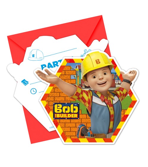 Einladungskarten "Bob der Baumeister" - 6 Stück