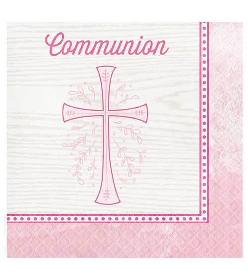 Servietten "Rosa Kreuz" - Kommunion - 16 Stück