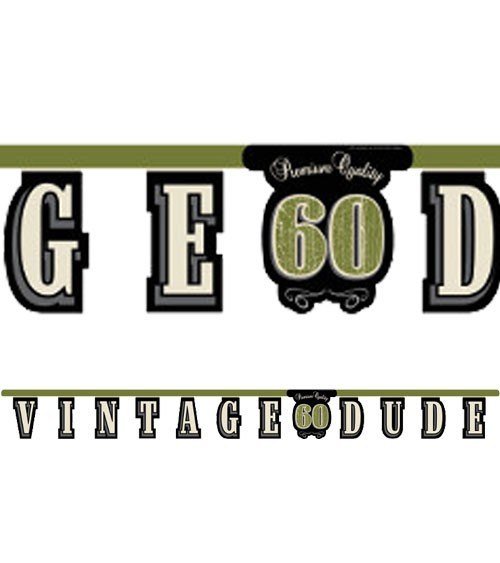 Schriftzuggirlande "Vintage Dude - 60. Geburtstag" - 2,67 m
